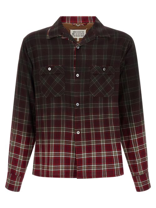 Check-Patterned Viscose Shirt — Red