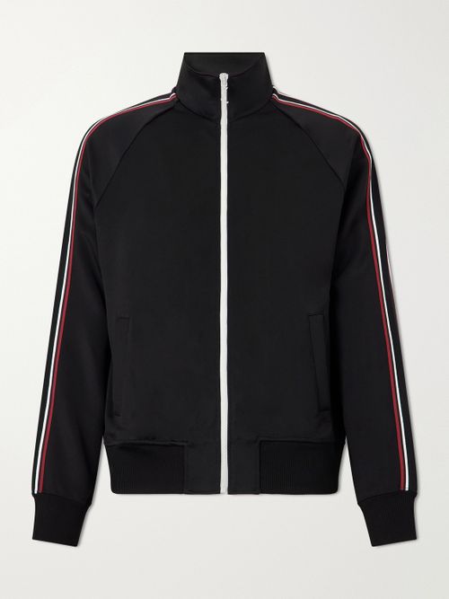 Logo-Detailed Striped Stretch-Jersey Zip-Up Sweatshirt