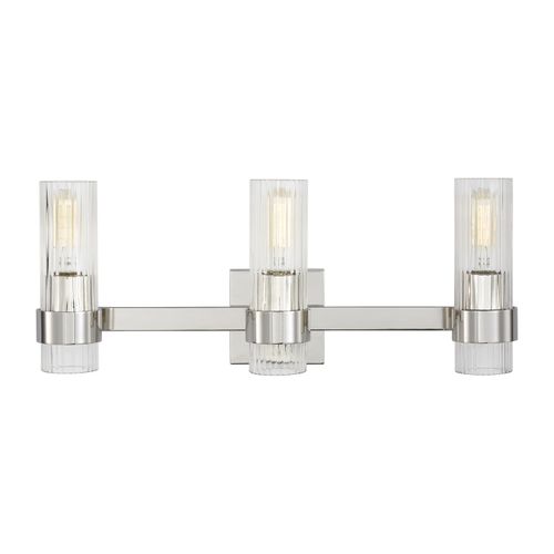Visual Comfort Studio Geneva 3-Light Bathroom Vanity Light in Polished Nickel by Chapman & Myer