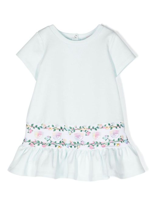 Floral-print flared dress - Blue