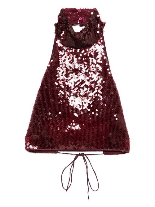 Marylin sequin halterneck crop top - Red