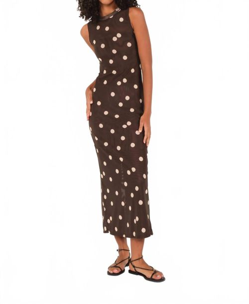 Salty Midi Dress In Brown Polka Dot Mesh