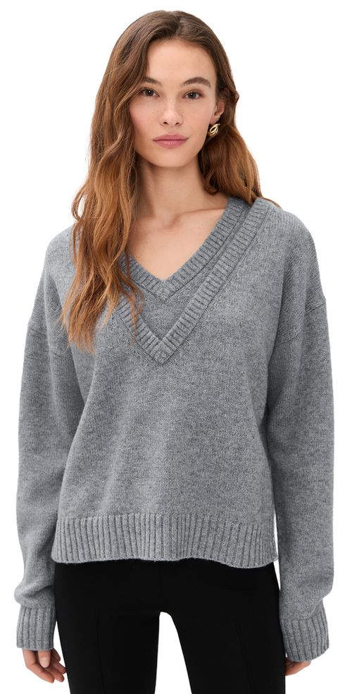 Double V Neck Pullover Sweater Chocolate