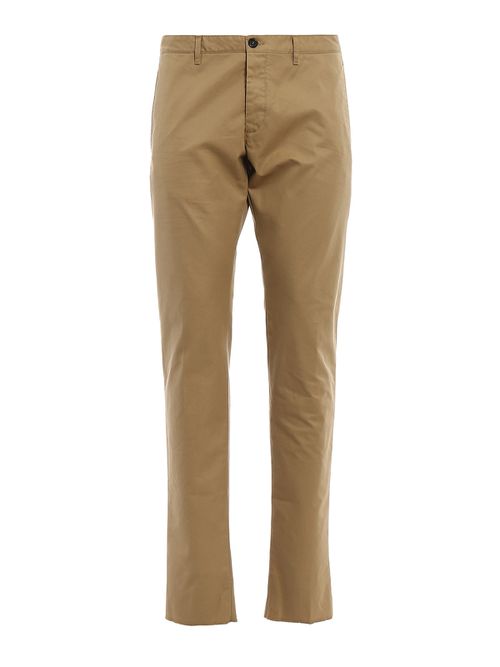 Beige cotton denim chino trousers