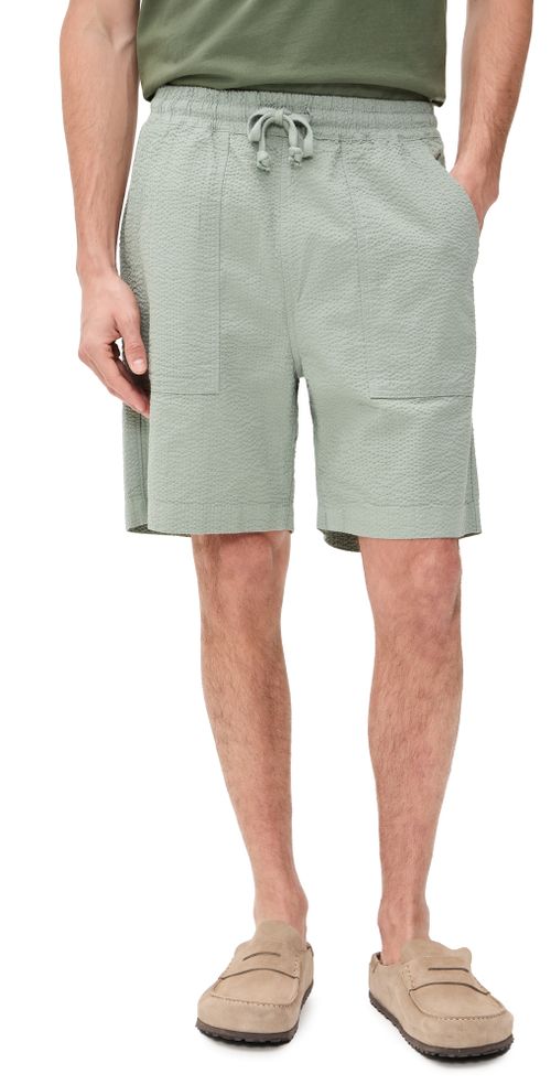 Seersucker Chef Shorts Sage