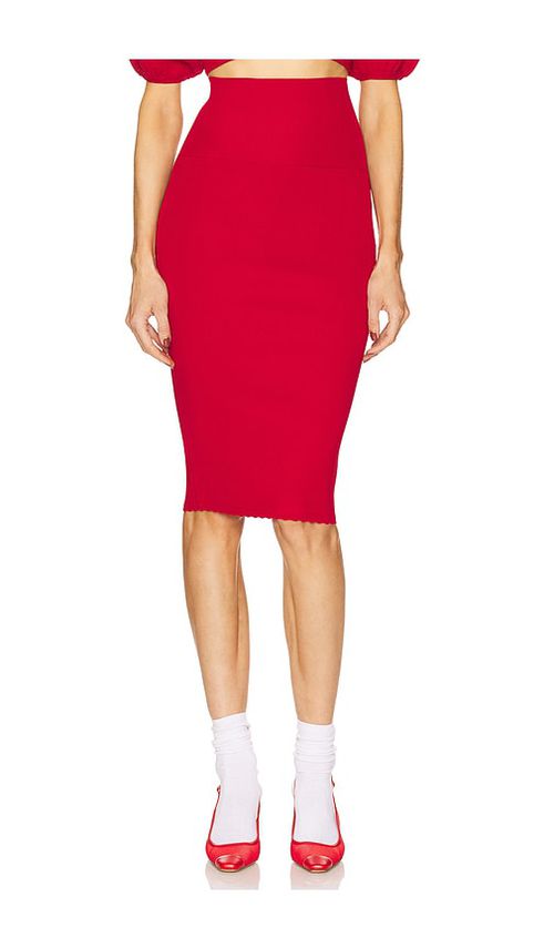 Helsa Luella Midi Skirt in Red - Red. L also in