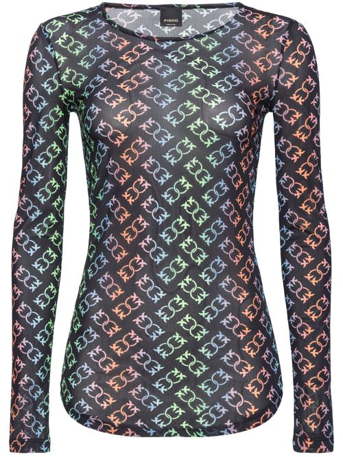 Love Birds monogram blouse - Black