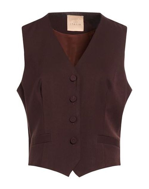 H2o Italia Woman Tailored Vest Chocolate brown Size 8 Polyester, Viscose, Elastane