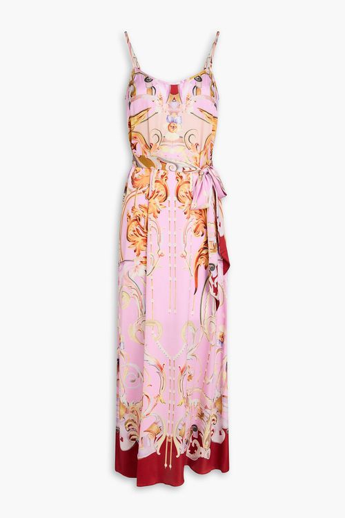 Carline printed stretch-silk satin midi slip dress - Pink - UK 12