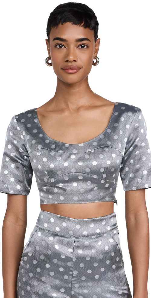 Dot Crop Top White/Black