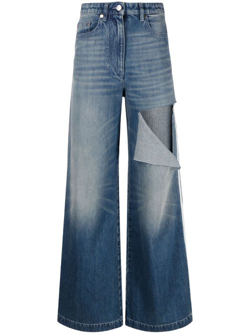 Ripped wide-leg jeans - Blue