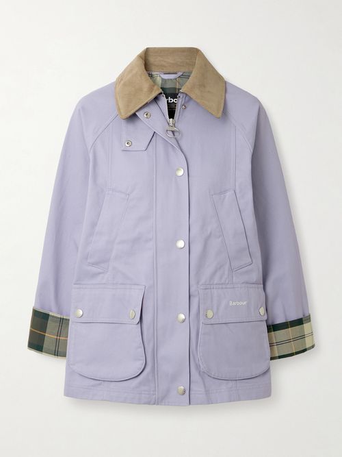 Beadnell Convertible Corduroy-trimmed Cotton-twill Jacket - Purple