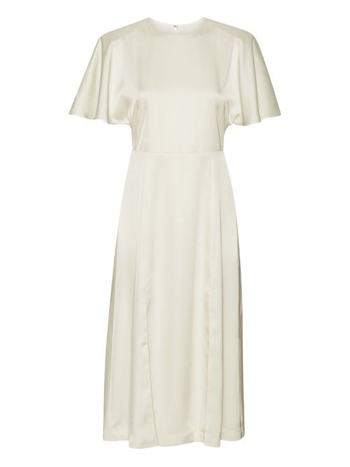 Satin slit midi dress - White