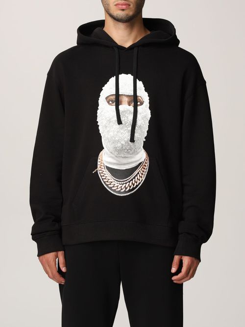 Gold Face print hoodie - Blue