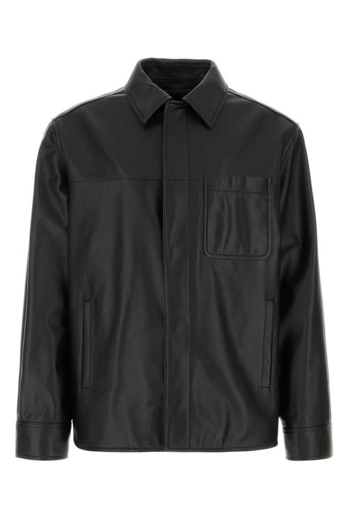 Lamb Leather Overshirt Jacket — Black