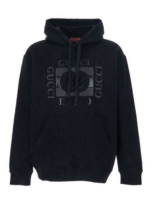 Logo-Embroidered Cotton Hoodie — Black