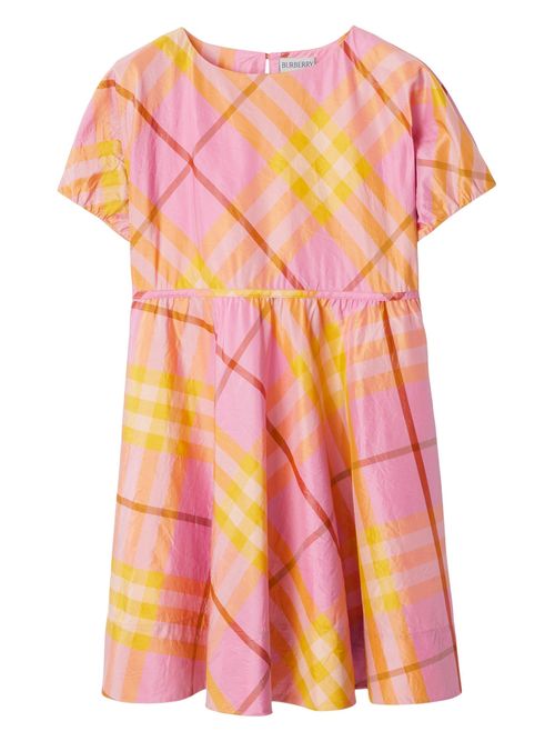 Mini Short-Sleeved Silk Taffeta Dress with Ruched Finish