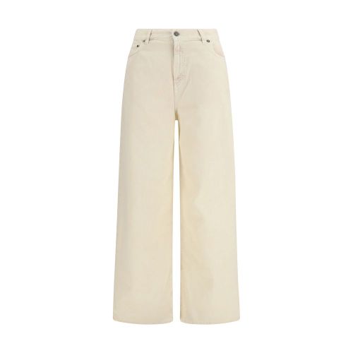 Cotton Wide-Leg Jeans — Beige