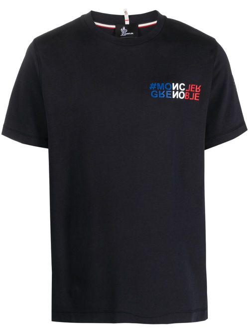 Mountain logo-print cotton T-Shirt - Blue
