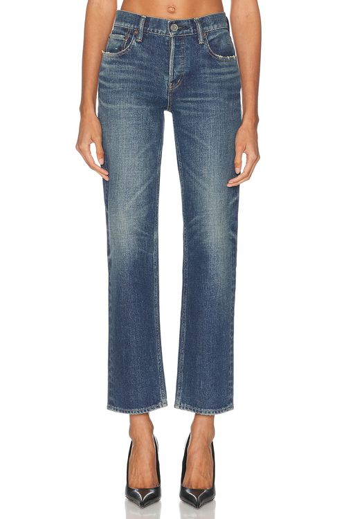 Moussy Vintage Hadley Straight Low Rise Jeans in Blue - Blue. 23 also , 25, 26, 27, 28