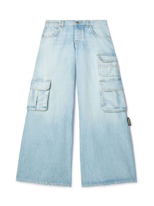 Denim Wide Cargo Pants
