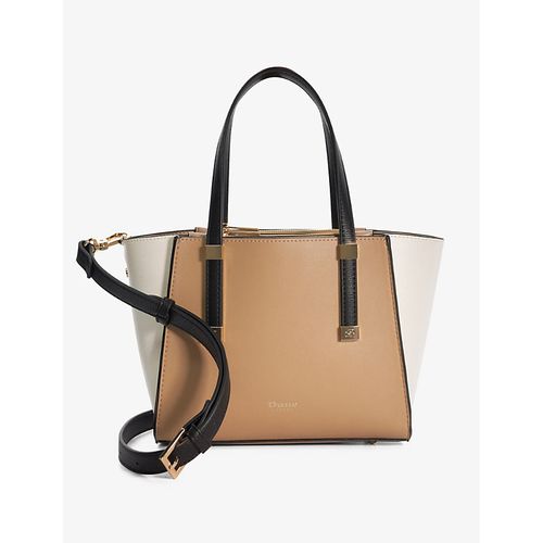 Womens Camel-synthetic Dinky Dresden Colour-block Faux-leather Tote bag 