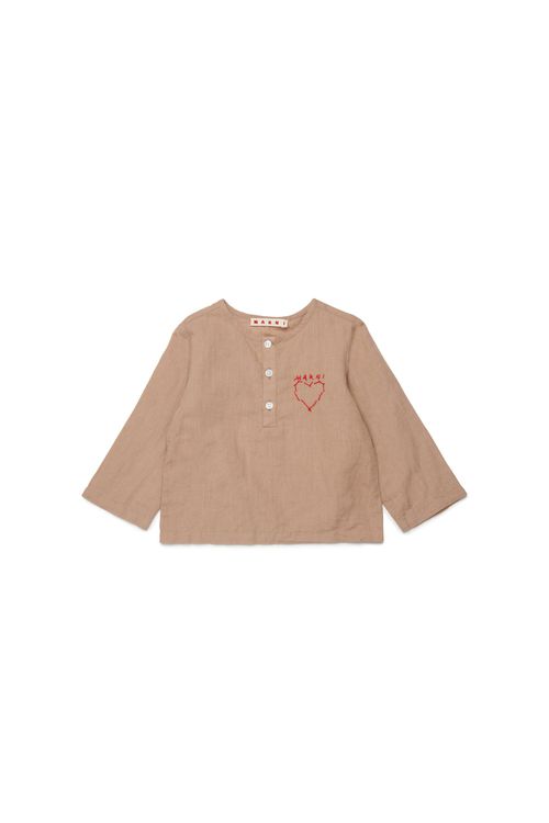 For Kids - Camicia a manica lunga con logo - Marrone