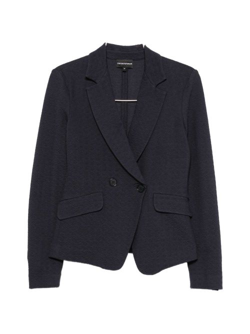 Textured Cotton Blazer — Navy