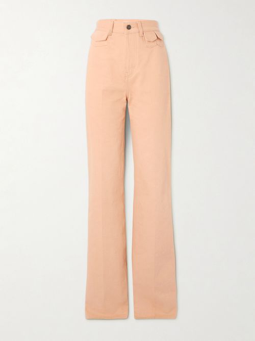 Embellished High-rise Straight-leg Jeans - Pink