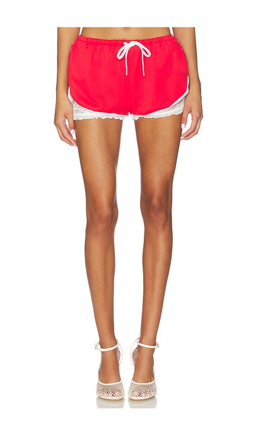 Yuhan Wang Lace Lined Short in Red. S also in L