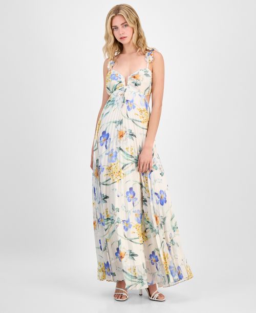 Women's Emese Pleated Floral Maxi Dress - Blue Multi Floral