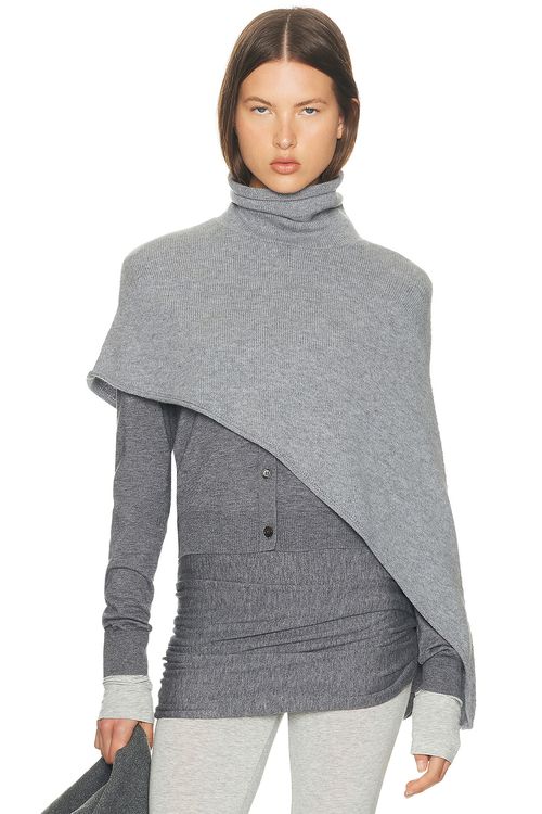 Helsa Loxley Asymmetric Cape in Heather Grey - Grey. M also in XXS, XS, S