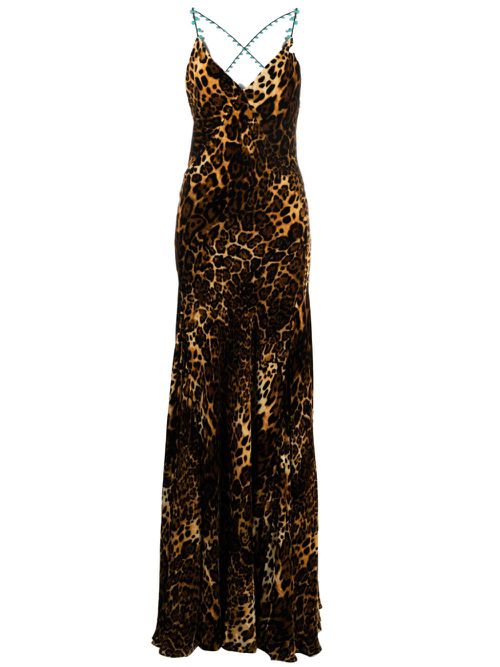 Crisscross back leopard print maxi dress - Neutrals