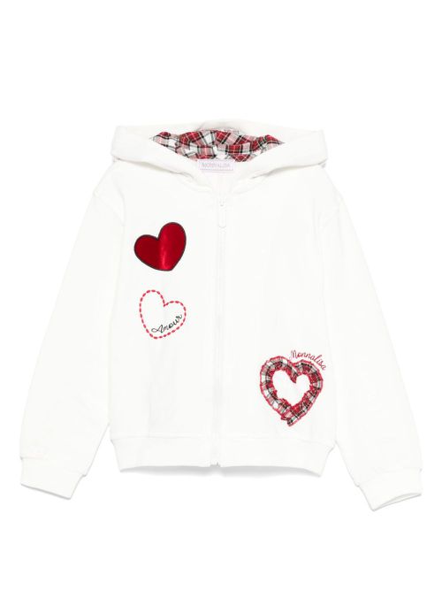 Heart-motif hoodie - Neutrals