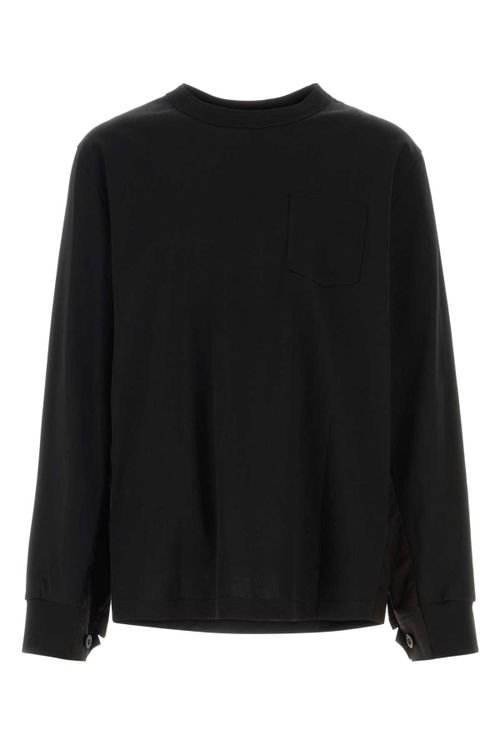 Black Jersey And Poplin Oversize T-shirt