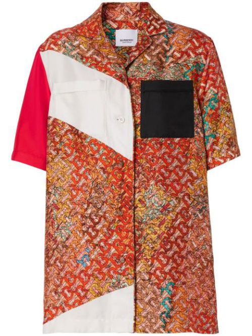 Monogram-print silk shirt