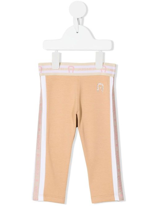 Logo-tape leggings - Brown