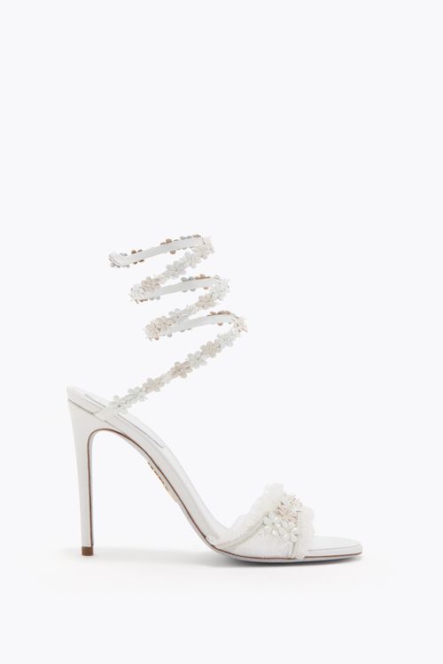 BLOOM WHITE SATIN-LACE/FLOWERS SANDAL