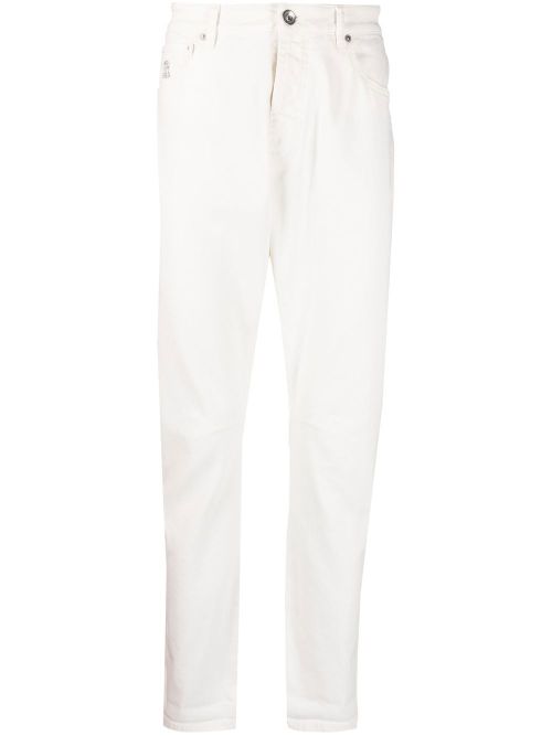 Logo-detail straight-leg jeans - White