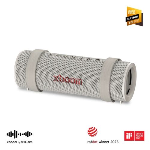 LG xboom Grab by will.i.am | Bluetooth Speaker | xboom Signature Sound with Dust & Water Resistance and 20-hrs of Battery Life, Warm Grey, B2C Co