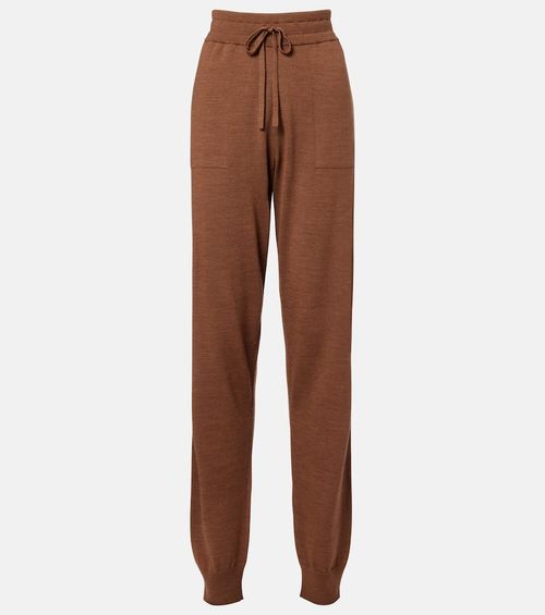 Knitted virgin wool straight-leg pants