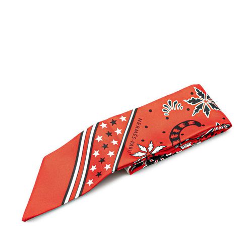 Hermes Silk Twilly Les Leopards Bandana Scarf