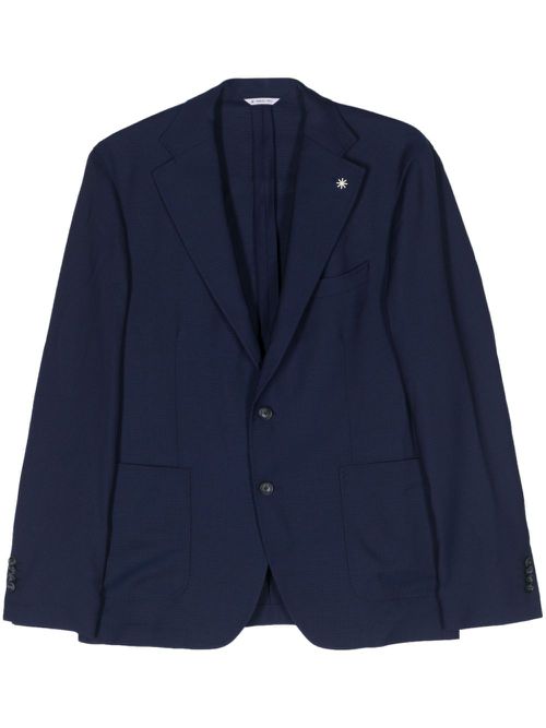 Single-breasted virgin wool blazer - Blue