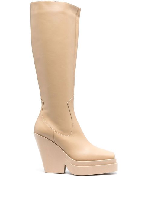 120mm knee-high leather boots - Neutrals