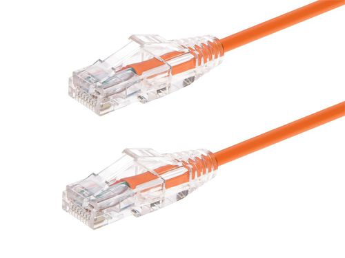 Cat6 6in Orange Component Level Patch Cable, UTP, 28AWG, 550MHz, Pure Bare Copper, Snagless RJ45, SlimRun Series Ethernet Cable