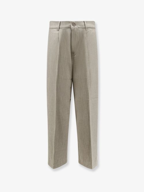 Viscose-Blend Flared Trousers — Beige
