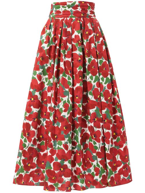 Cummerbund midi skirt - Red