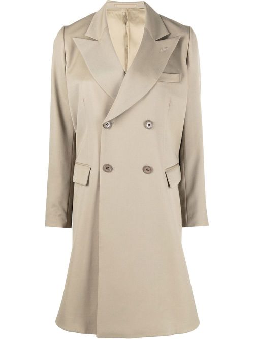 Double-breasted high-low coat - Neutrals