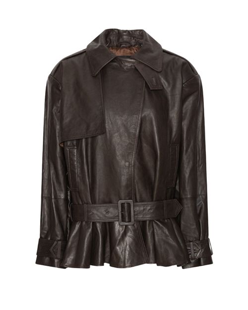 Brown Shirt Collar Leather Jacket