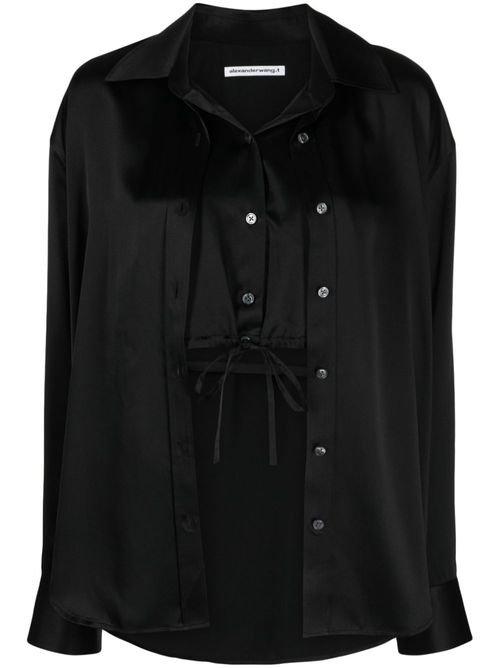 Layered silk shirt - Black